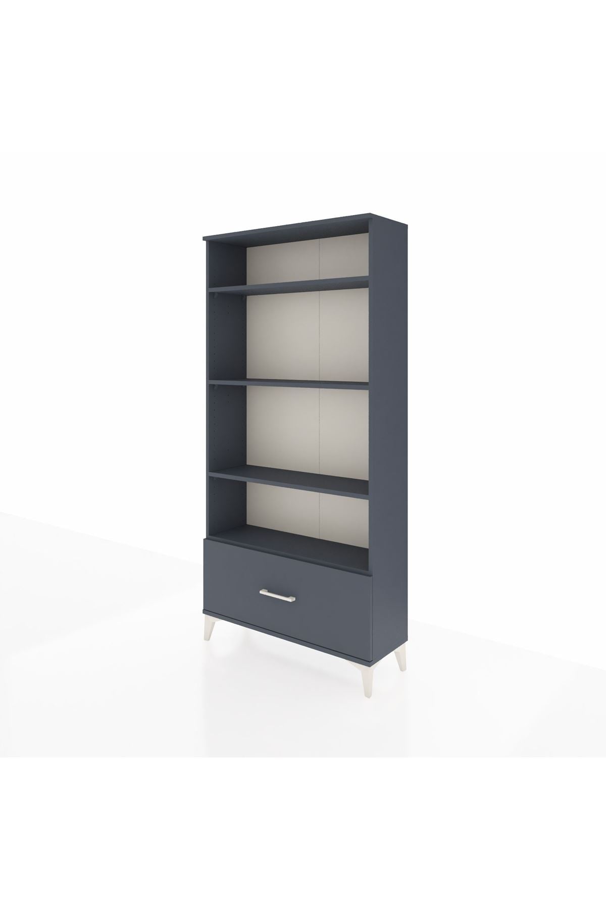 Arges Dolap 4 Raflı Tek Çekmeceli 88x30x182 Antrasit-Antrasit