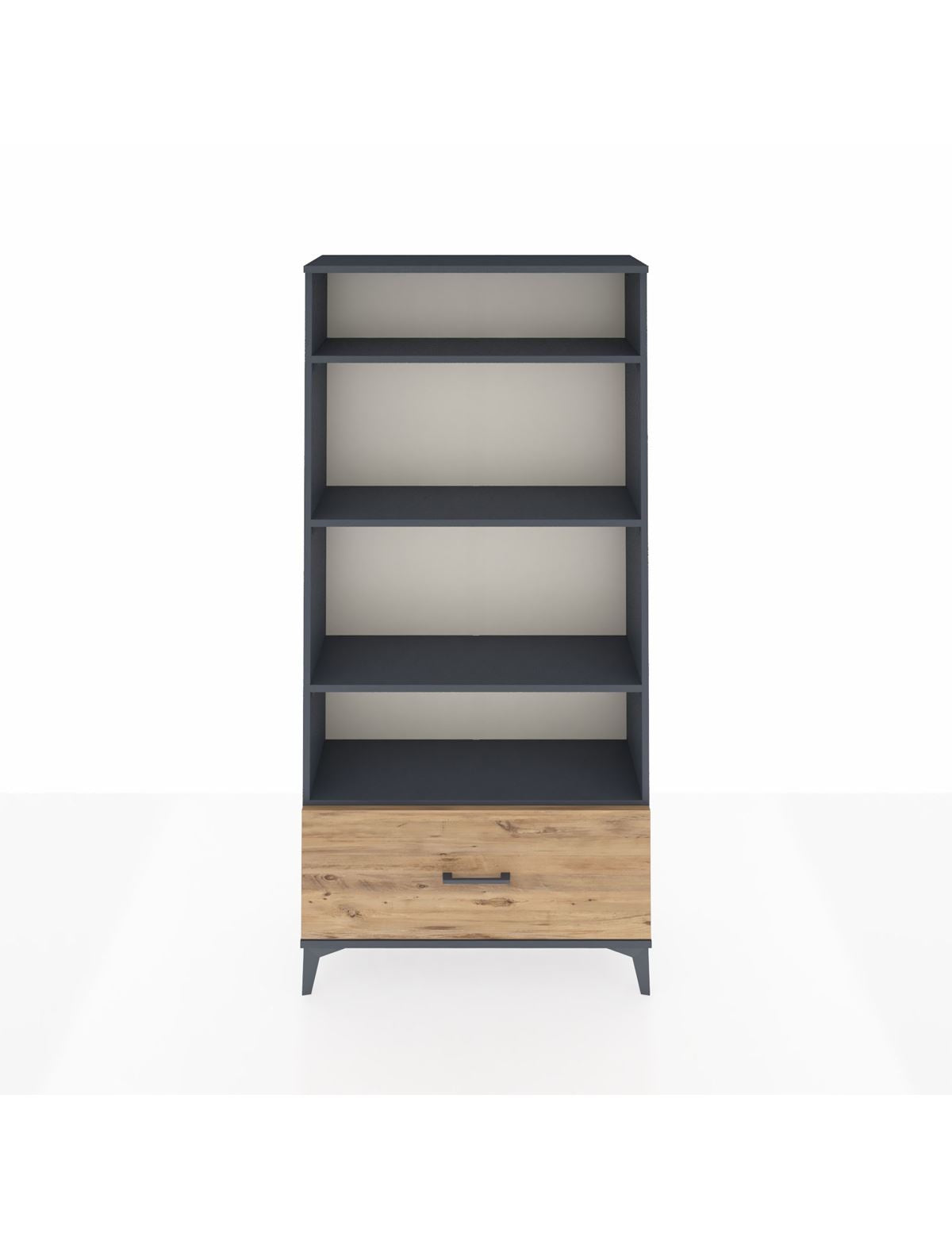 Arges Dolap 4 Raflı Tek Çekmeceli 88x30x182 Antrasit-Çam