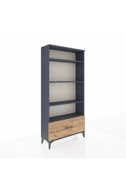 Arges Dolap 4 Raflı Tek Çekmeceli 88x30x182 Antrasit-Çam