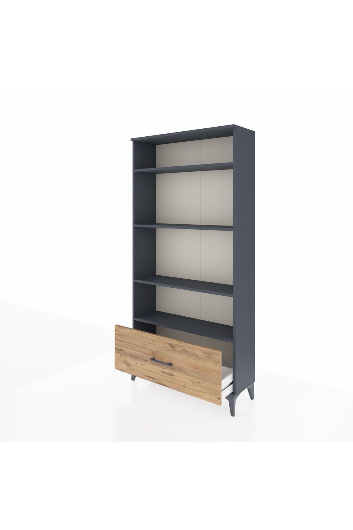 Arges Dolap 4 Raflı Tek Çekmeceli 88x30x182 Antrasit-Çam