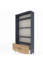 Arges Dolap 4 Raflı Tek Çekmeceli 88x30x182 Antrasit-Çam