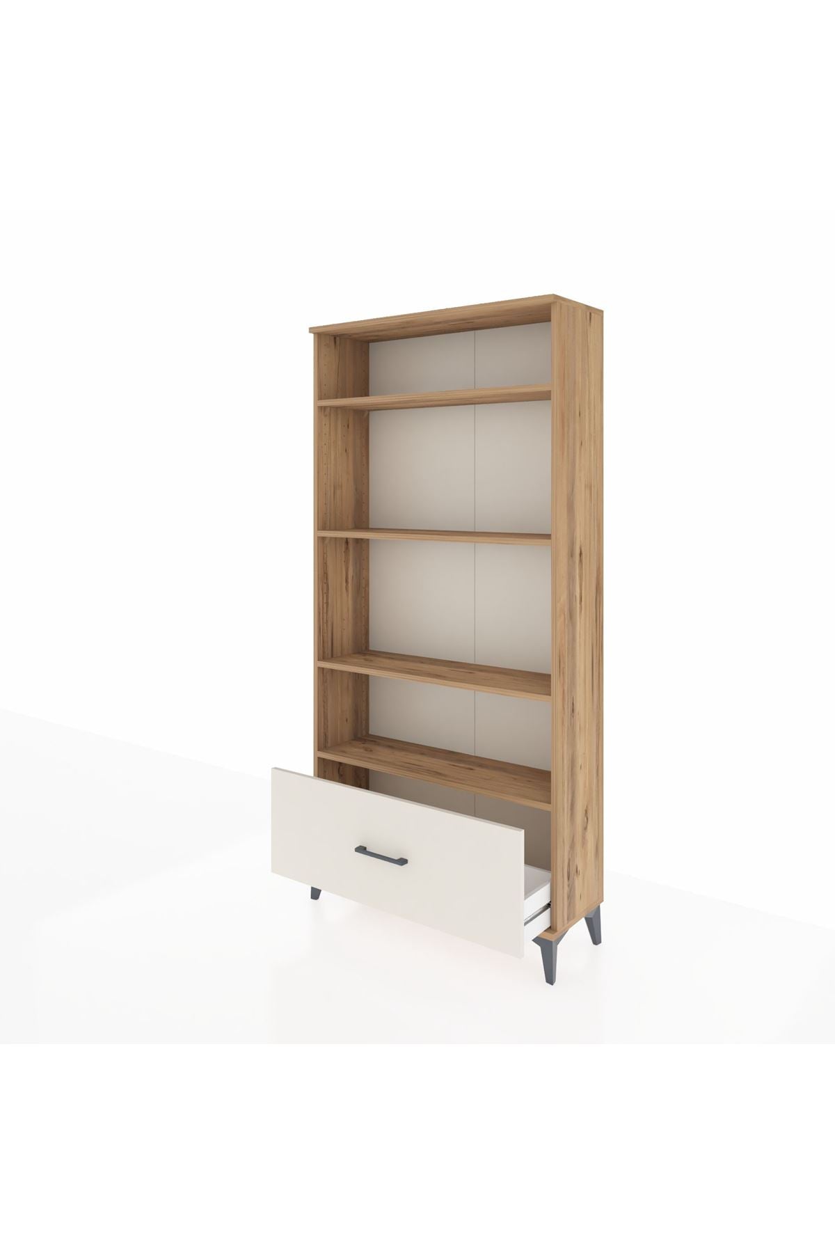 Arges Dolap 4 Raflı Tek Çekmeceli 88x30x182 Çam-Aytaşı