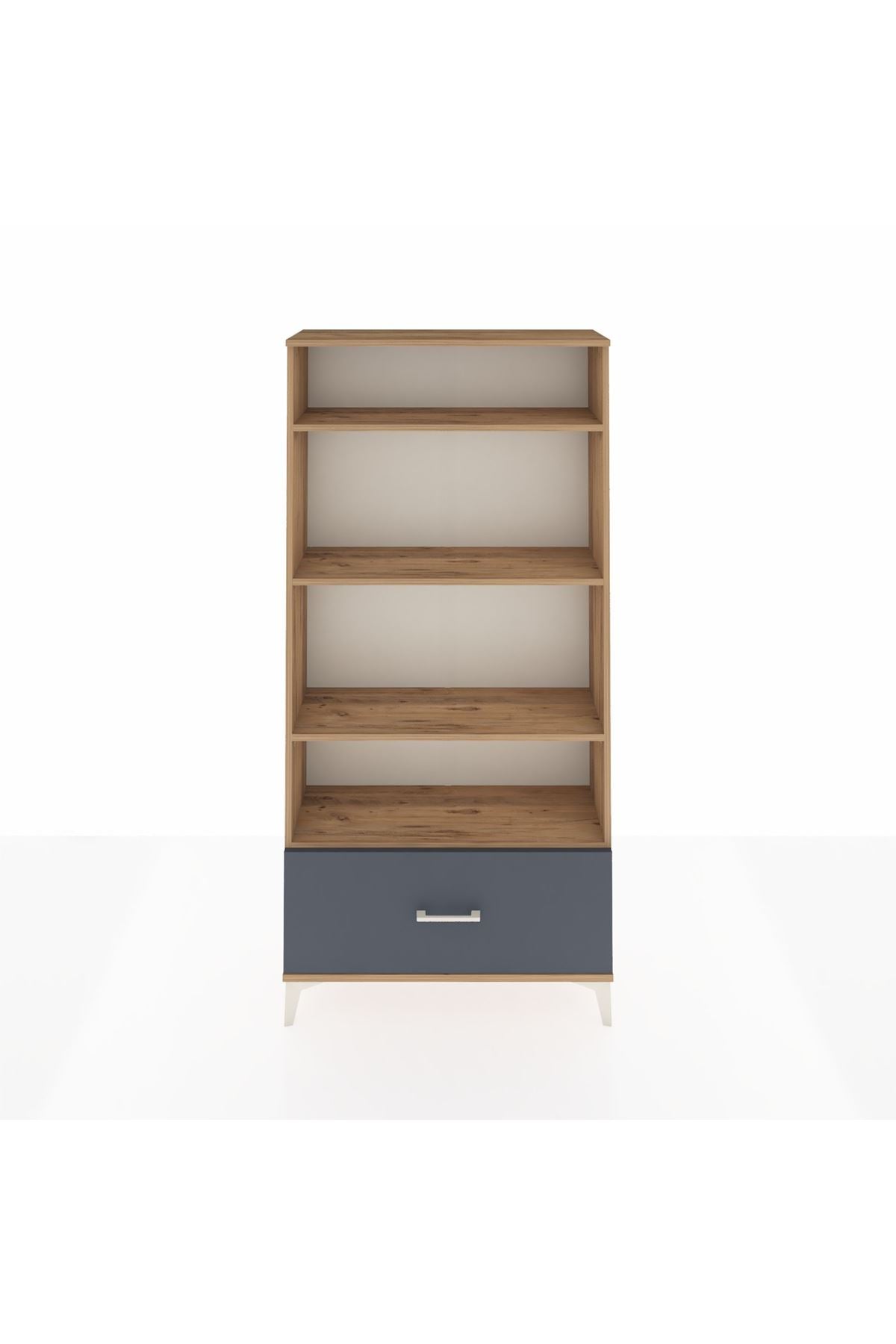 Arges Dolap 4 Raflı Tek Çekmeceli 88x30x182 Çam-Antrasit