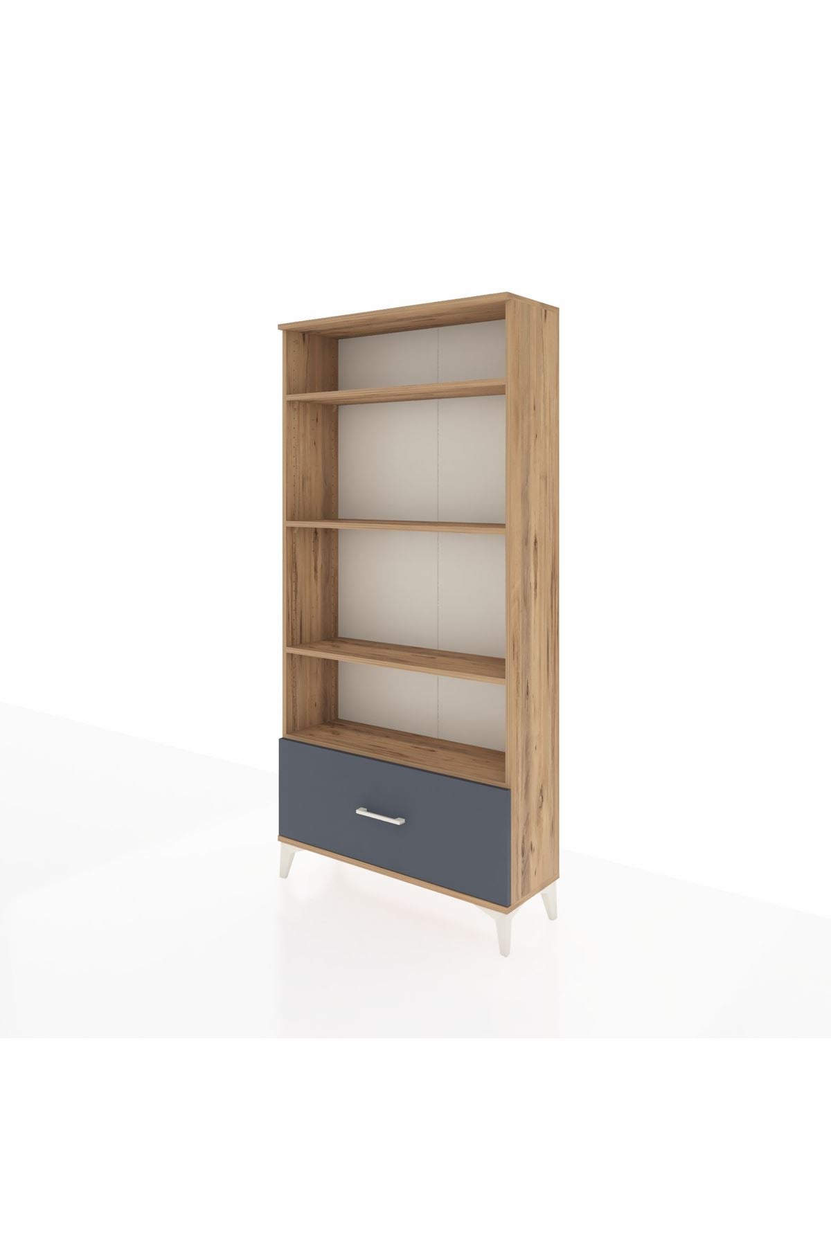 Arges Dolap 4 Raflı Tek Çekmeceli 88x30x182 Çam-Antrasit