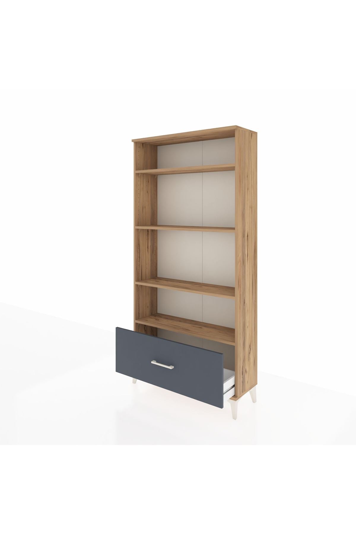 Arges Dolap 4 Raflı Tek Çekmeceli 88x30x182 Çam-Antrasit