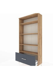 Arges Dolap 4 Raflı Tek Çekmeceli 88x30x182 Çam-Antrasit