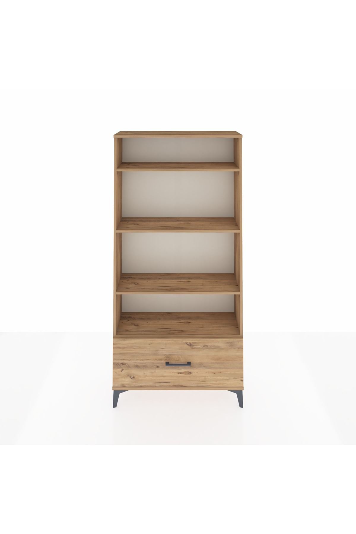 Arges Dolap 4 Raflı Tek Çekmeceli 88x30x182 Çam-Çam