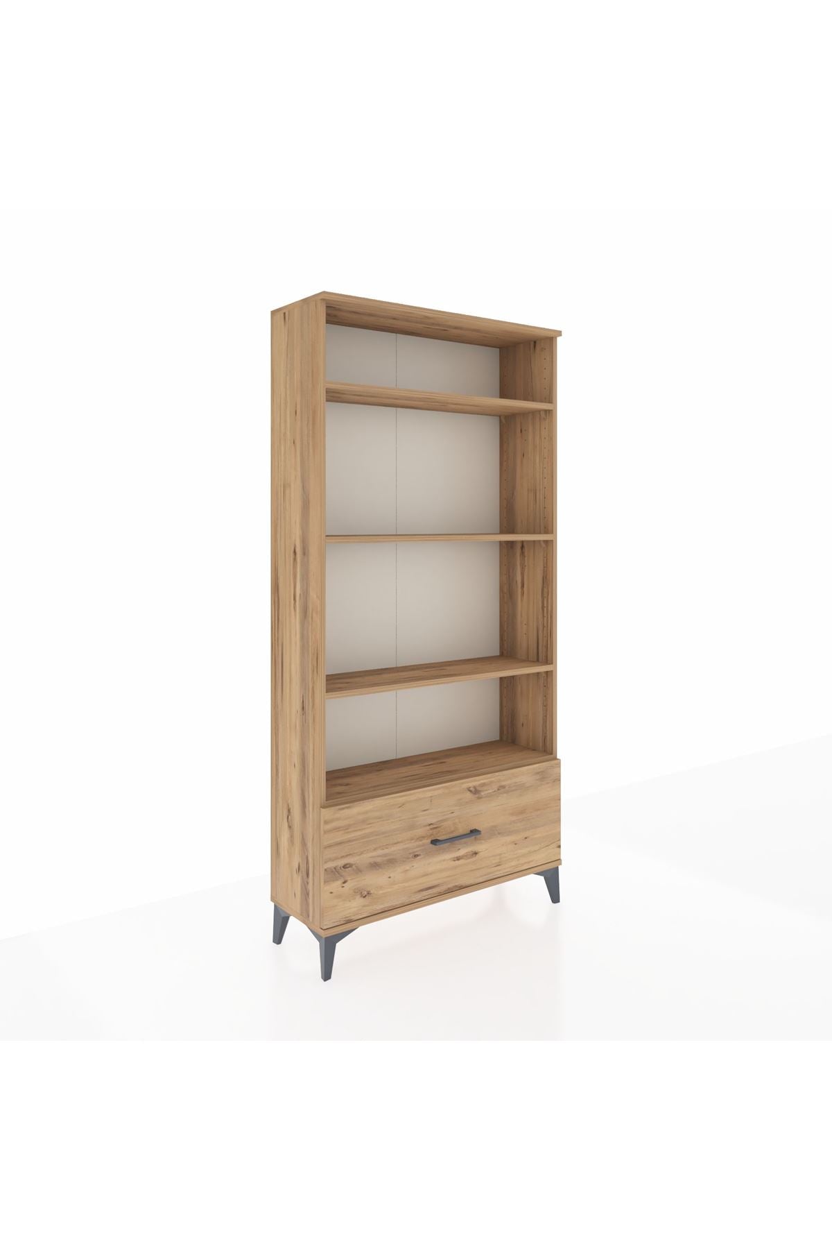 Arges Dolap 4 Raflı Tek Çekmeceli 88x30x182 Çam-Çam