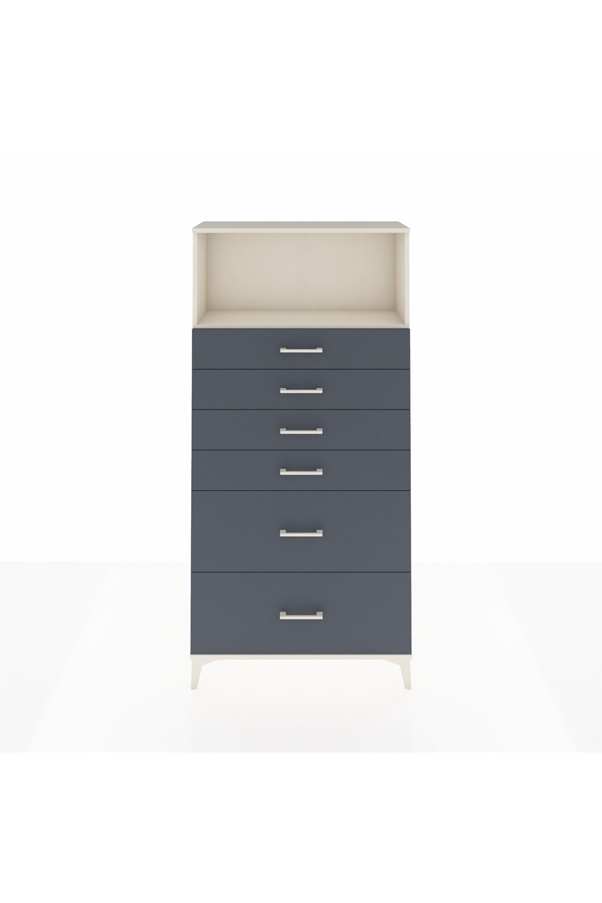 Arges Dolap Tek Raflı 6 Çekmeceli 88x30x182 Aytaşı-Antrasit