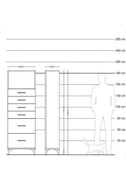 Arges Dolap Tek Raflı 6 Çekmeceli 88x30x182 Aytaşı-Antrasit