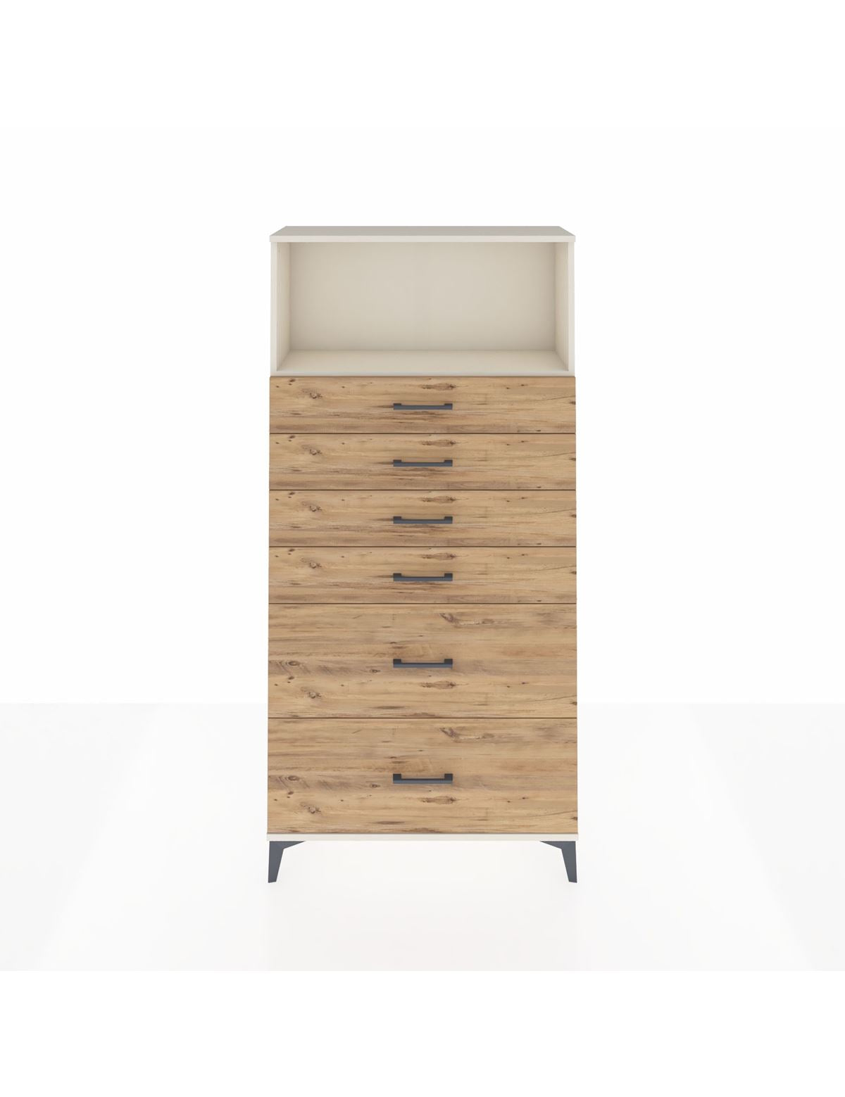 Arges Dolap Tek Raflı 6 Çekmeceli 88x30x182 Aytaşı-Çam