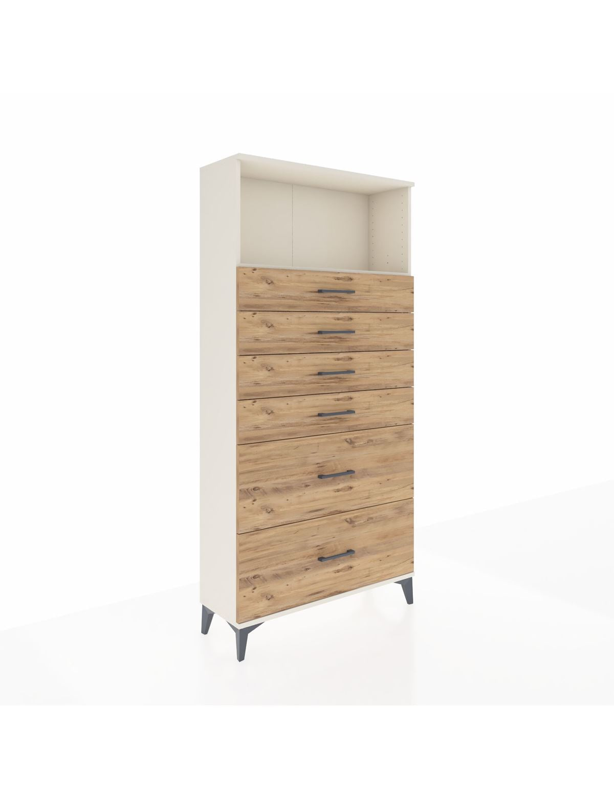 Arges Dolap Tek Raflı 6 Çekmeceli 88x30x182 Aytaşı-Çam