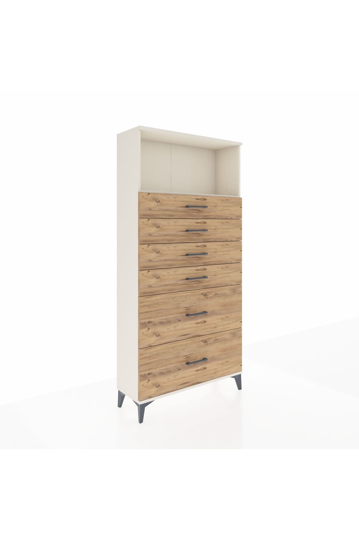 Arges Dolap Tek Raflı 6 Çekmeceli 88x30x182 Aytaşı-Çam