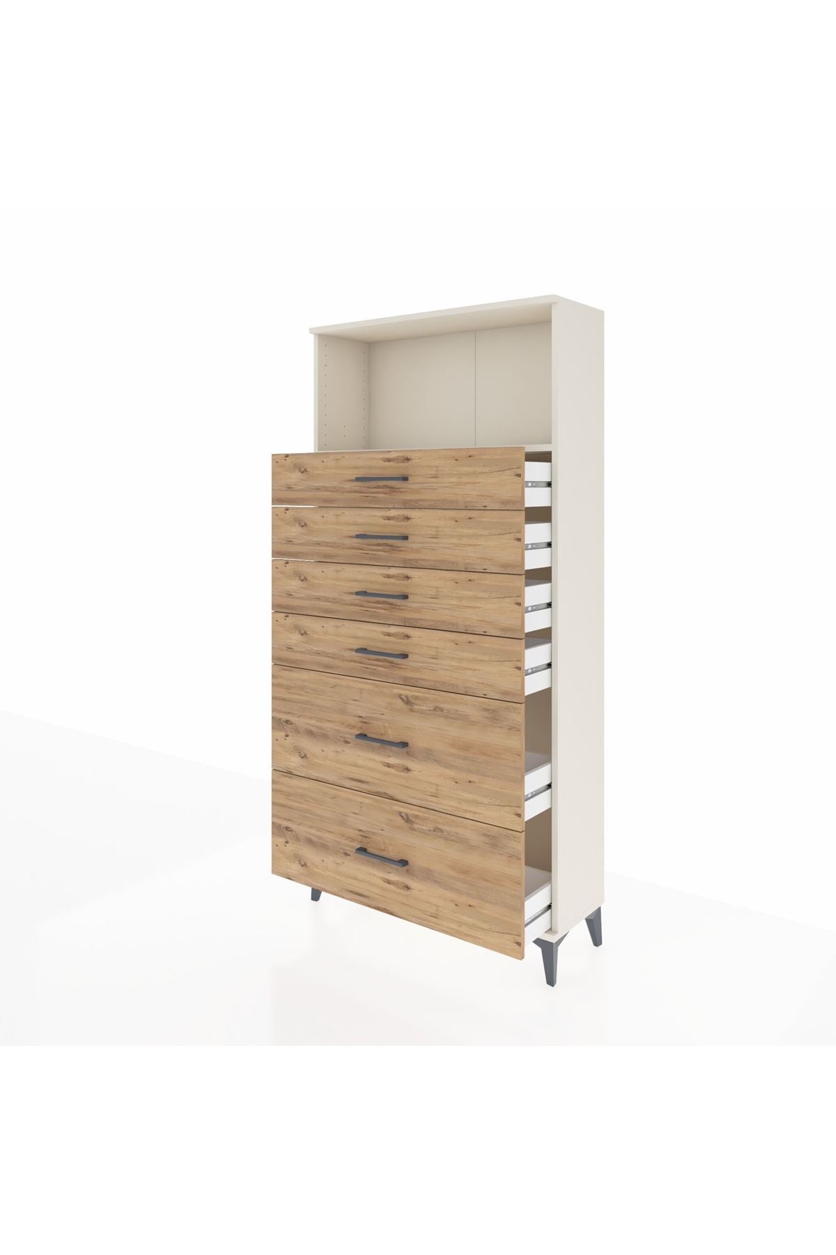 Arges Dolap Tek Raflı 6 Çekmeceli 88x30x182 Aytaşı-Çam