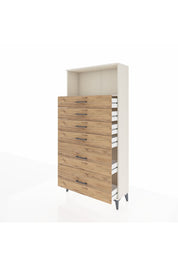 Arges Dolap Tek Raflı 6 Çekmeceli 88x30x182 Aytaşı-Çam