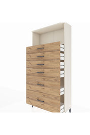 Arges Dolap Tek Raflı 6 Çekmeceli 88x30x182 Aytaşı-Çam