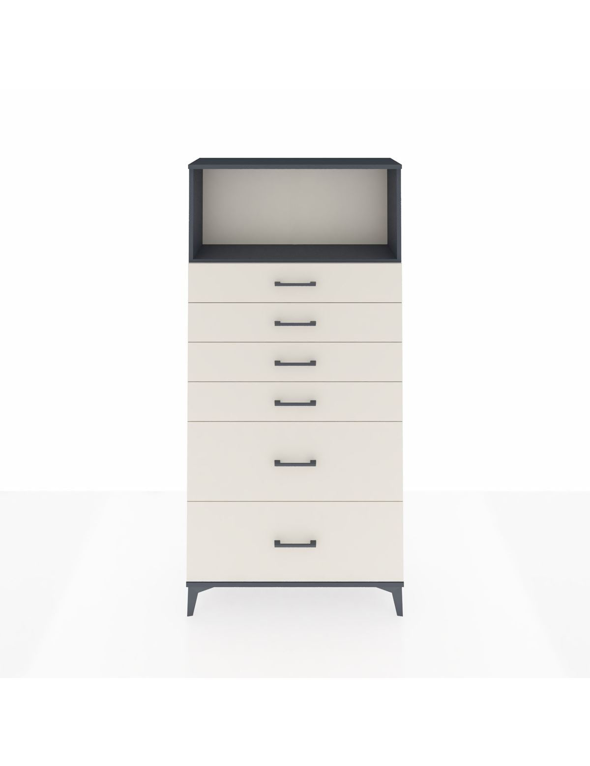 Arges Dolap Tek Raflı 6 Çekmeceli 88x30x182 Antrasit-Aytaşı