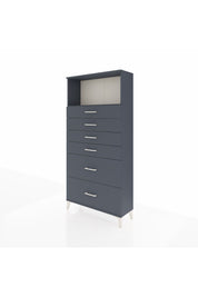 Arges Dolap Tek Raflı 6 Çekmeceli 88x30x182 Antrasit-Antrasit