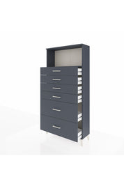 Arges Dolap Tek Raflı 6 Çekmeceli 88x30x182 Antrasit-Antrasit