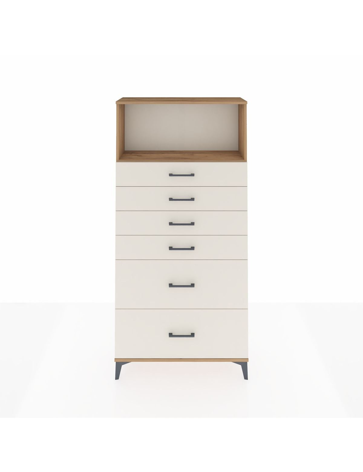 Arges Dolap Tek Raflı 6 Çekmeceli 88x30x182 Çam-Aytaşı