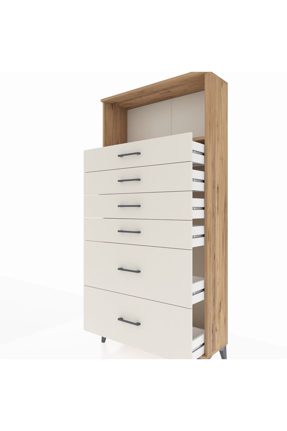 Arges Dolap Tek Raflı 6 Çekmeceli 88x30x182 Çam-Aytaşı