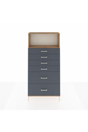 Arges Dolap Tek Raflı 6 Çekmeceli 88x30x182 Çam-Antrasit