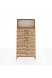 Arges Dolap Tek Raflı 6 Çekmeceli 88x30x182 Çam-Çam