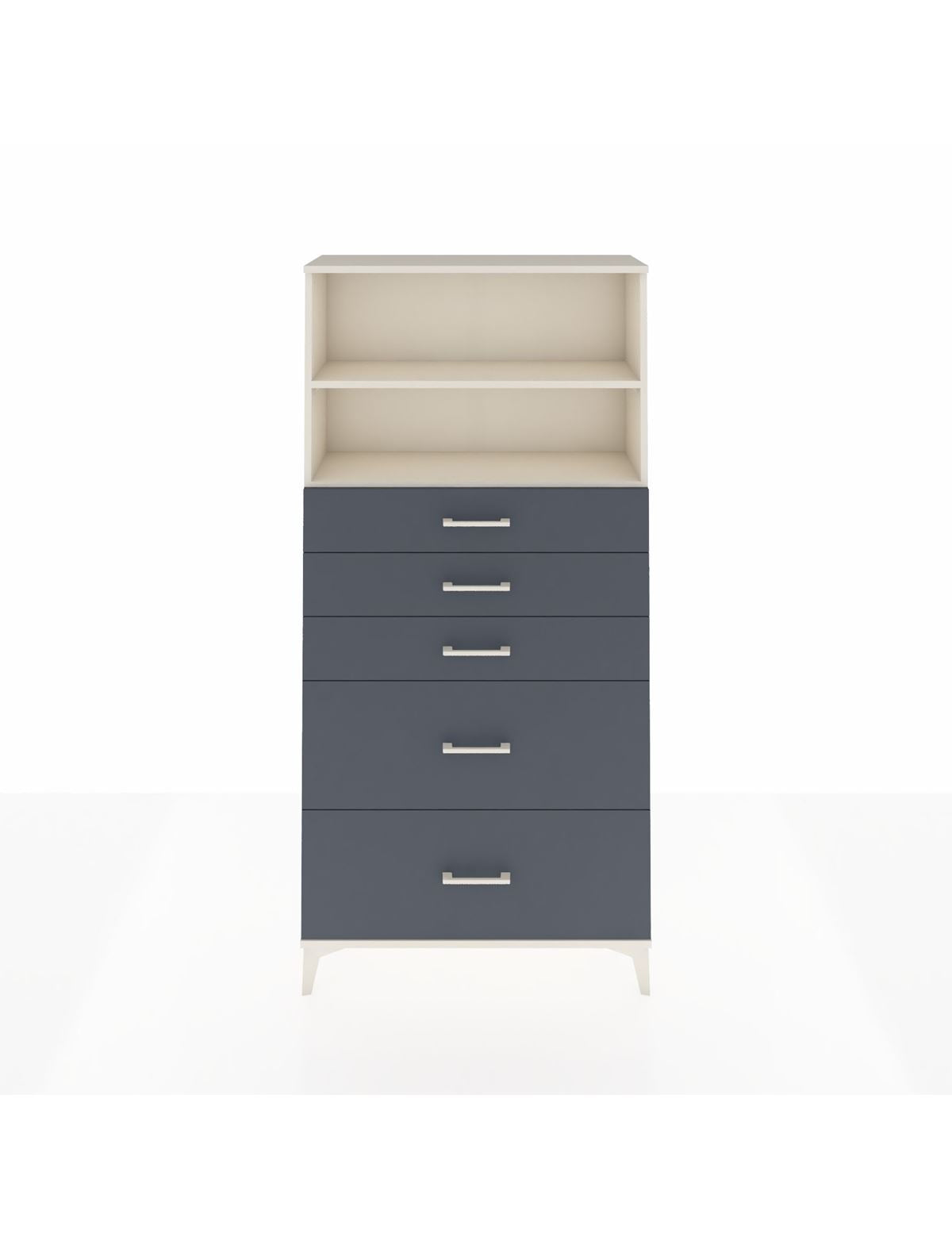 Arges Dolap 2 Raflı 5 Çekmeceli 88x30x182 Aytaşı-Antrasit