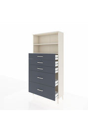 Arges Dolap 2 Raflı 5 Çekmeceli 88x30x182 Aytaşı-Antrasit