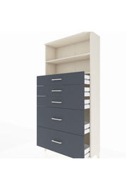 Arges Dolap 2 Raflı 5 Çekmeceli 88x30x182 Aytaşı-Antrasit