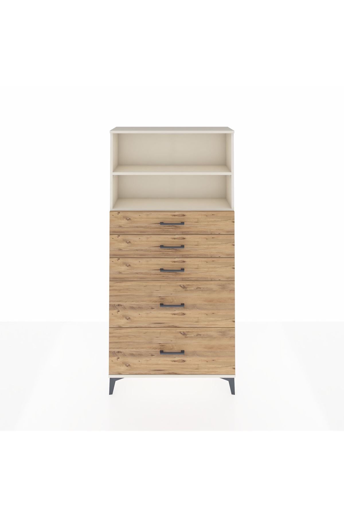 Arges Dolap 2 Raflı 5 Çekmeceli 88x30x182 Aytaşı-Çam