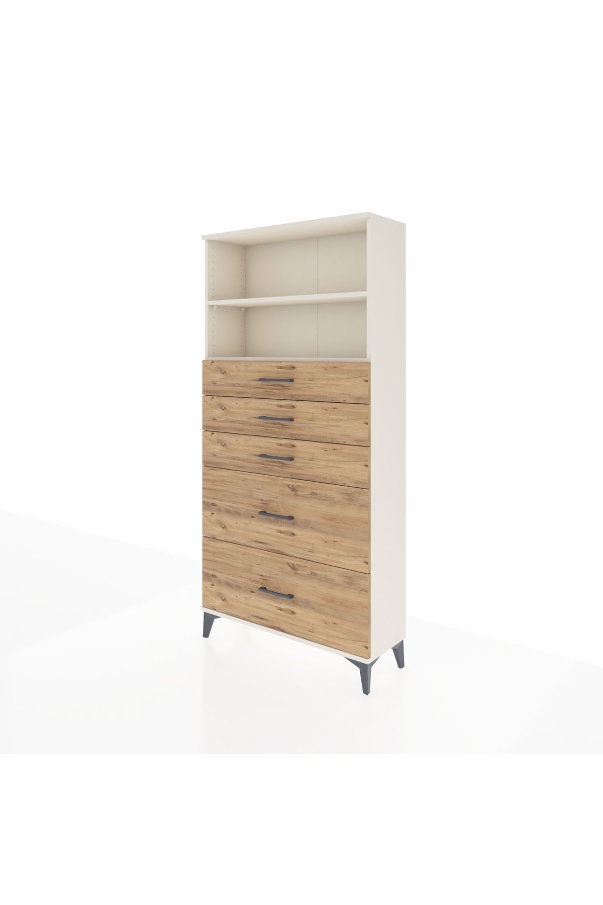 Arges Dolap 2 Raflı 5 Çekmeceli 88x30x182 Aytaşı-Çam