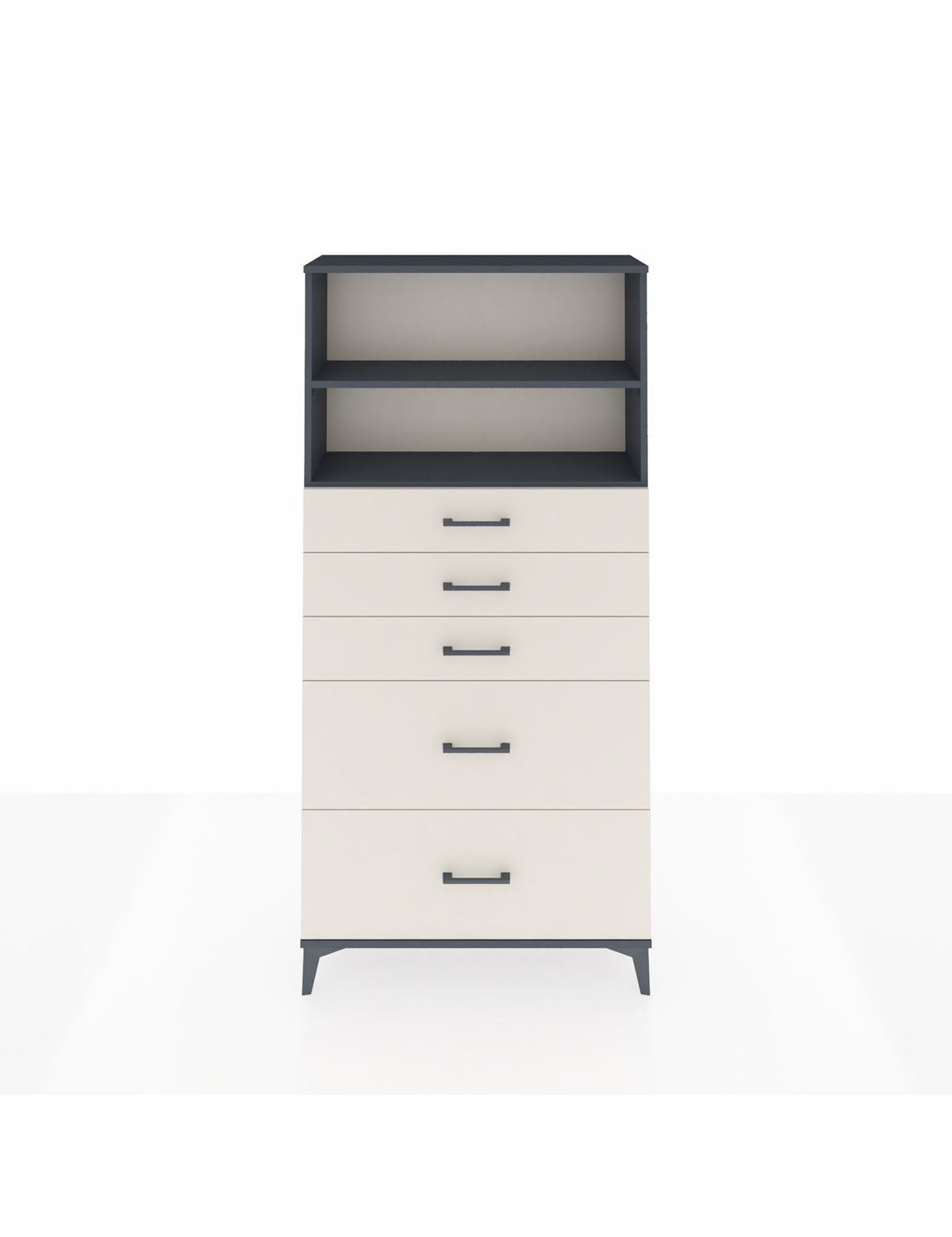 Arges Dolap 2 Raflı 5 Çekmeceli 88x30x182 Antrasit-Aytaşı