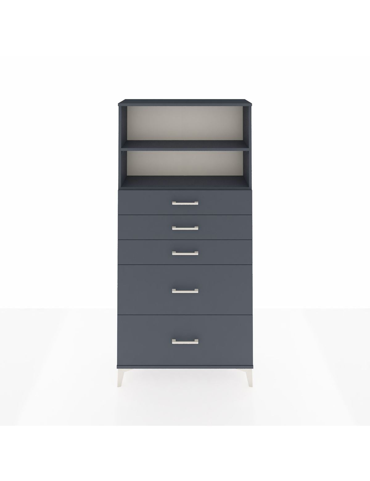 Arges Dolap 2 Raflı 5 Çekmeceli 88x30x182 Antrasit-Antrasit