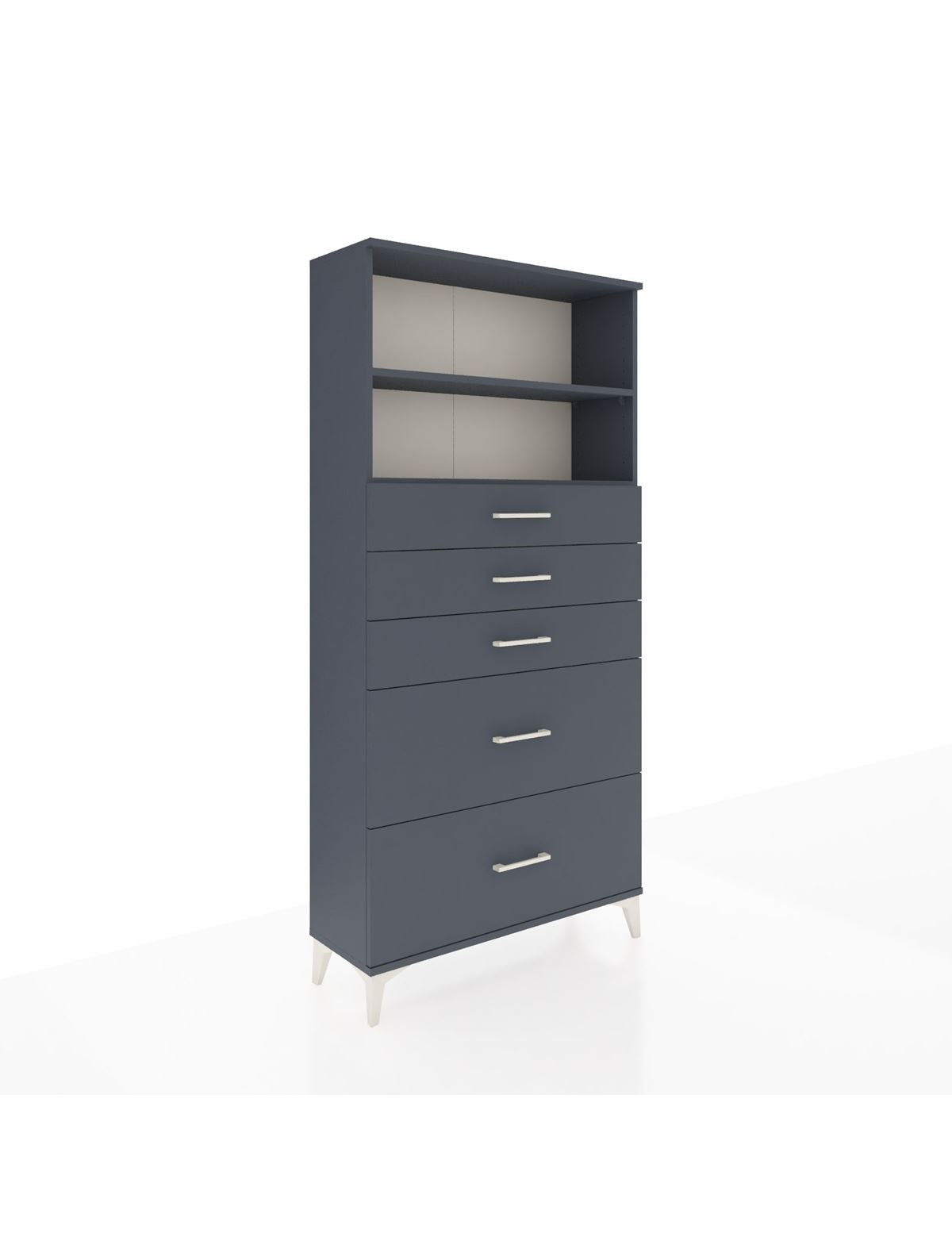 Arges Dolap 2 Raflı 5 Çekmeceli 88x30x182 Antrasit-Antrasit