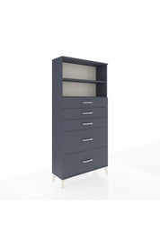 Arges Dolap 2 Raflı 5 Çekmeceli 88x30x182 Antrasit-Antrasit