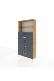 Arges Dolap 2 Raflı 5 Çekmeceli 88x30x182 Çam-Antrasit