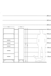 Arges Dolap 2 Raflı 5 Çekmeceli 88x30x182 Çam-Antrasit
