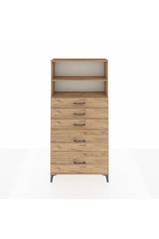 Arges Dolap 2 Raflı 5 Çekmeceli 88x30x182 Çam-Çam