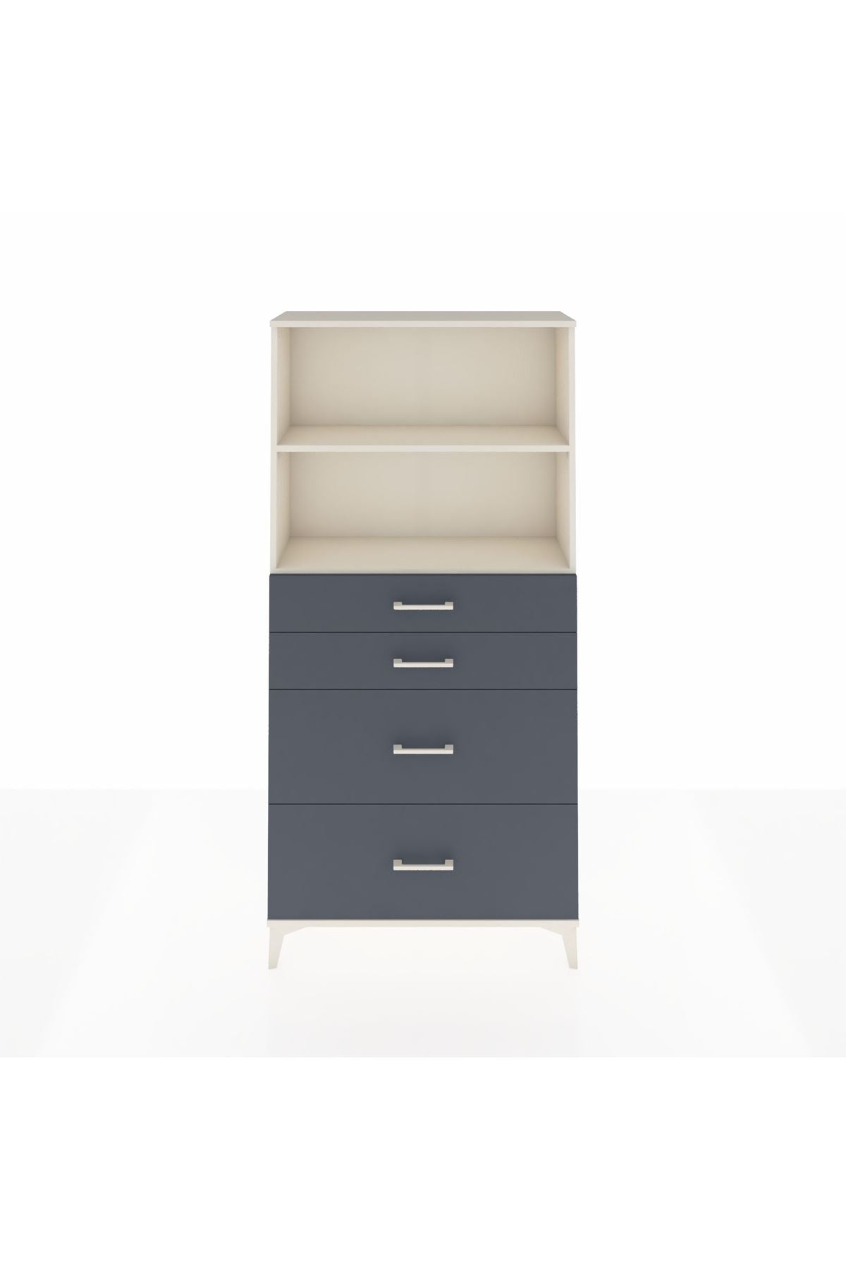 Arges Dolap 2 Raflı 4 Çekmeceli 88x30x182 Aytaşı-Antrasit