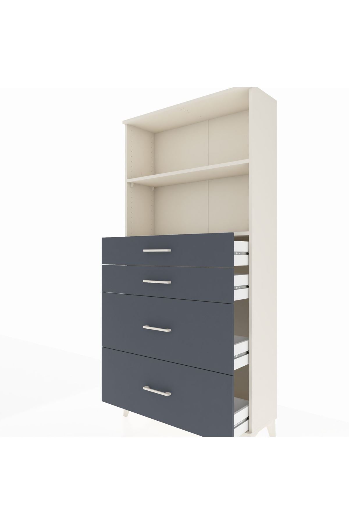 Arges Dolap 2 Raflı 4 Çekmeceli 88x30x182 Aytaşı-Antrasit