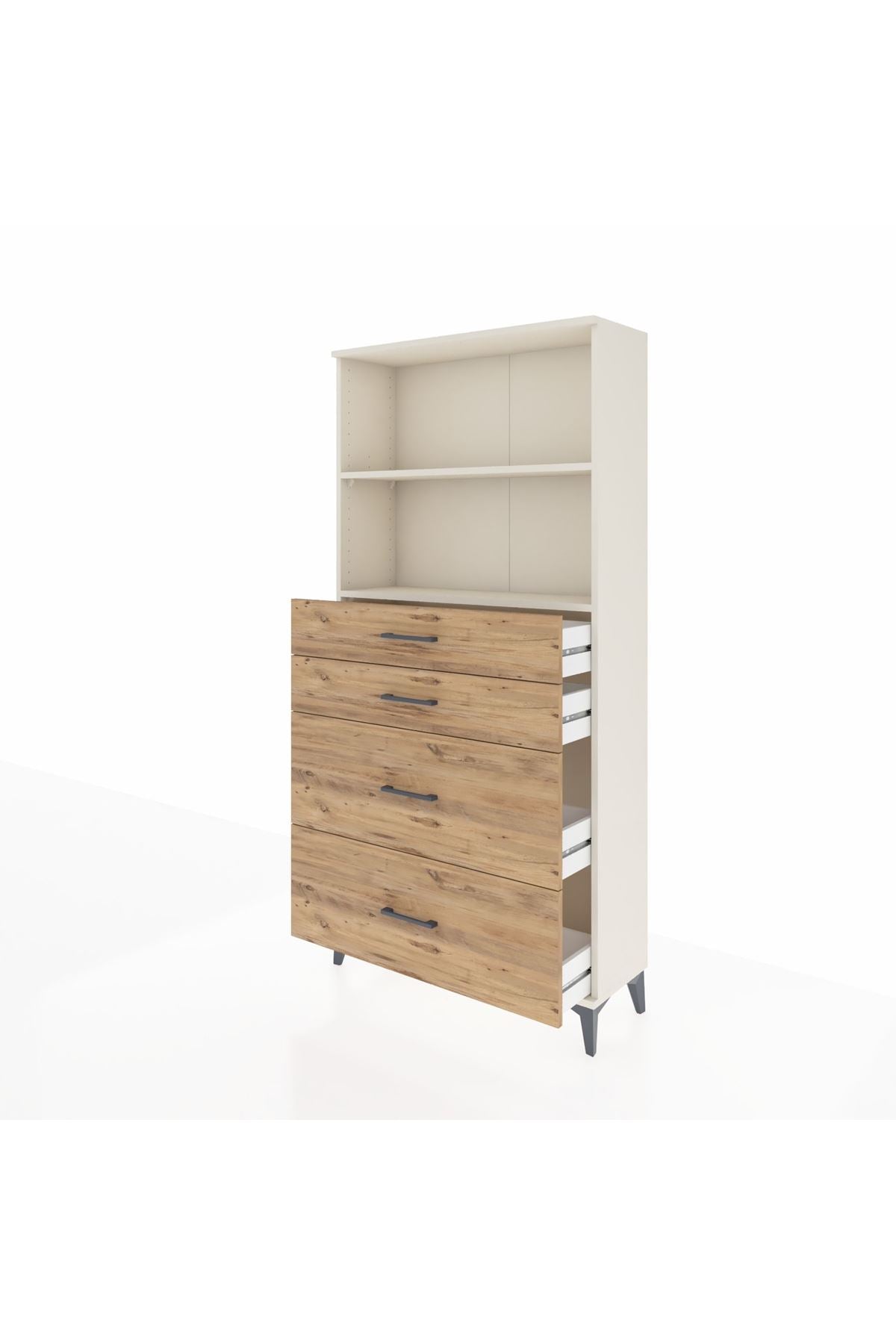 Arges Dolap 2 Raflı 4 Çekmeceli 88x30x182 Aytaşı-Çam