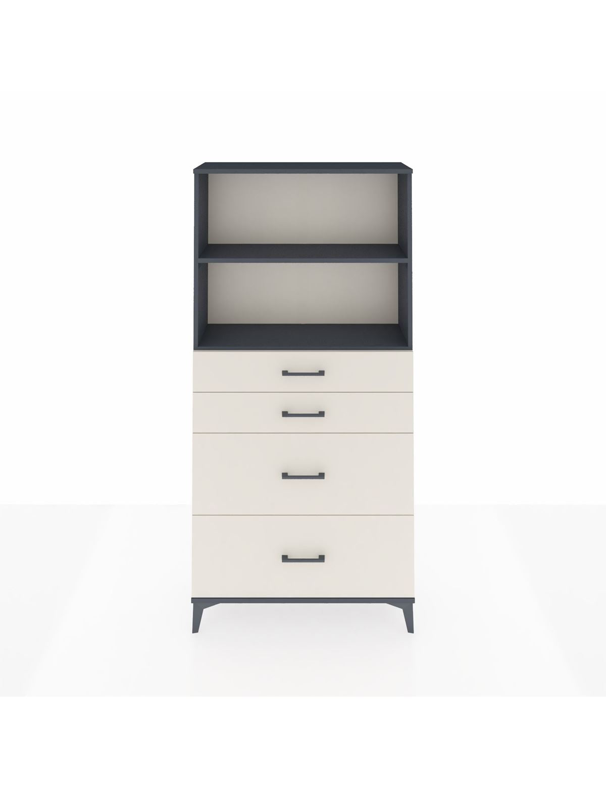 Arges Dolap 2 Raflı 4 Çekmeceli 88x30x182 Antrasit-Aytaşı