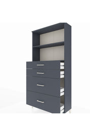 Arges Dolap 2 Raflı 4 Çekmeceli 88x30x182 Antrasit-Antrasit