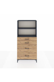 Arges Dolap 2 Raflı 4 Çekmeceli 88x30x182 Antrasit-Çam