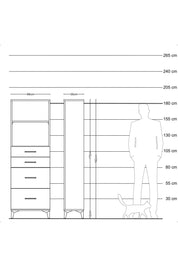 Arges Dolap 2 Raflı 4 Çekmeceli 88x30x182 Antrasit-Çam