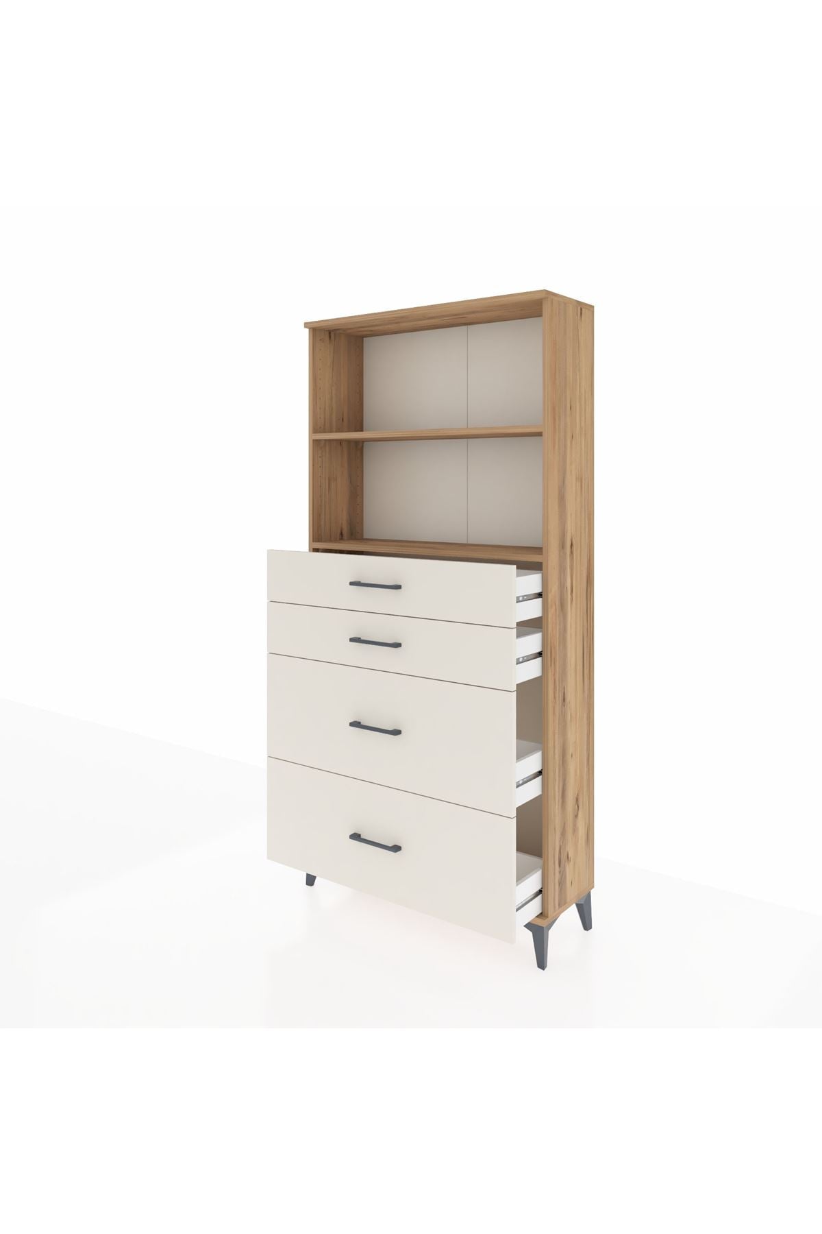 Arges Dolap 2 Raflı 4 Çekmeceli 88x30x182 Çam-Aytaşı