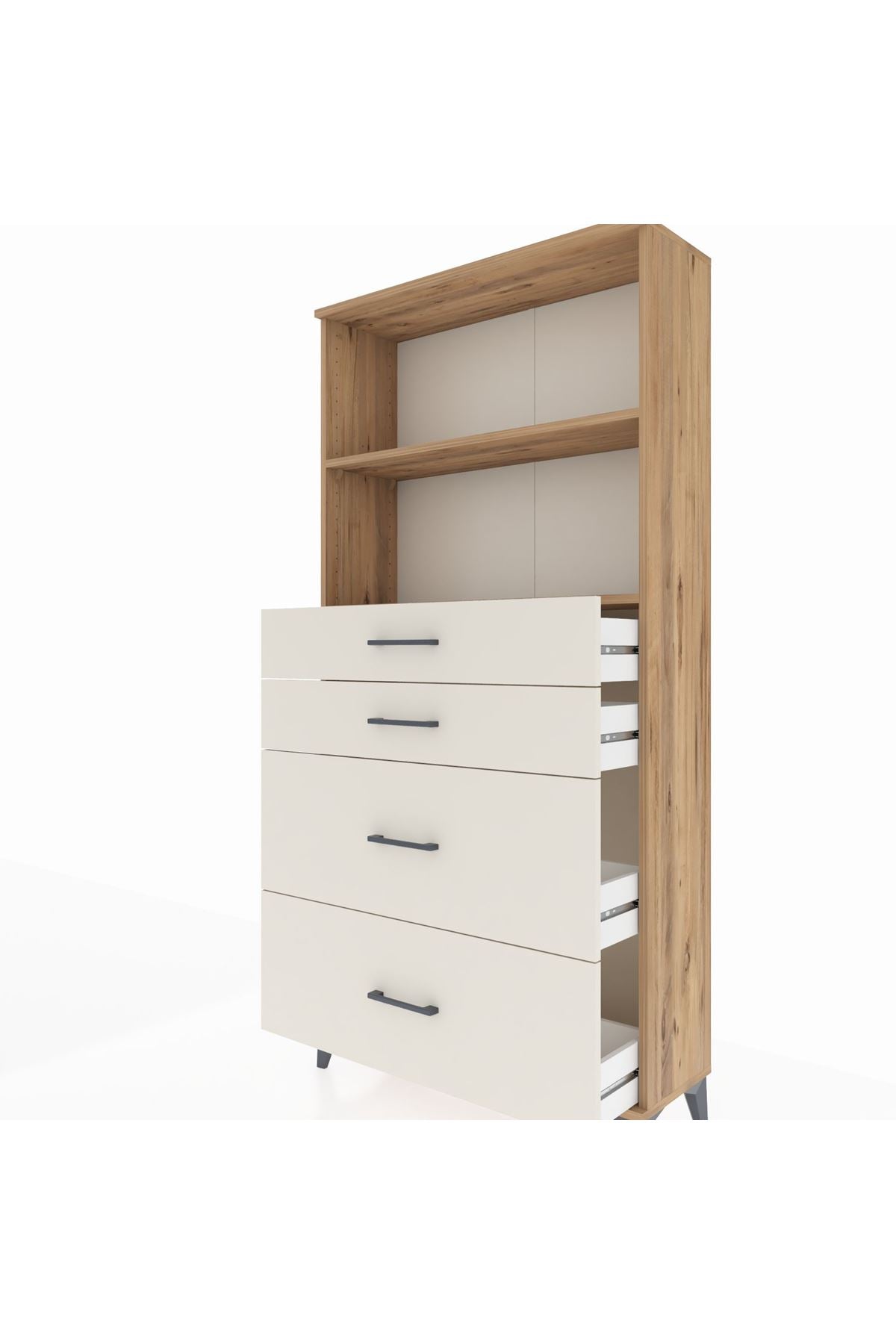 Arges Dolap 2 Raflı 4 Çekmeceli 88x30x182 Çam-Aytaşı