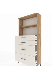 Arges Dolap 2 Raflı 4 Çekmeceli 88x30x182 Çam-Aytaşı