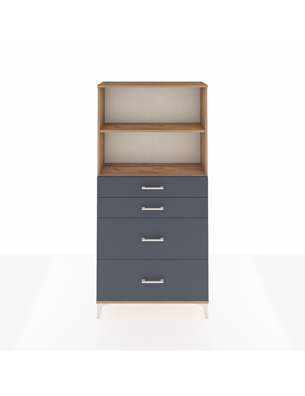 Arges Dolap 2 Raflı 4 Çekmeceli 88x30x182 Çam-Antrasit